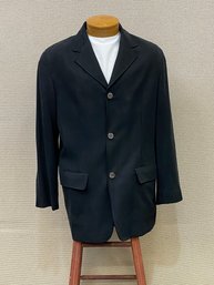 Men's Tori Richard 3 Button Blazer 100 Silk Black Size L No Stains Rips Or Discoloration