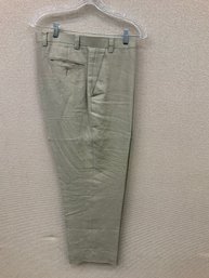 Men's Calvin Klein Dress Pants Tan 100 Linen Size 38x30 No Stains, Rips Or Discoloration