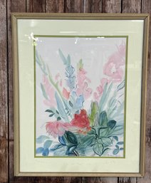Raoul Dufy Gladioli Signed Lithograph Minor Foxing On Mat Print Is Excellent 25 1/2 X 32 Overall