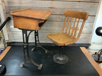 Antique Child's Desk And Chair By Kenney Bros & Wolkins, Boston