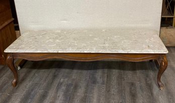 Coffee Table With Marble Top Possibly Ethan Allen 55x21x16