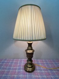 Stiffel Solid Brass Table Lamp With Original Satin Shade 28'