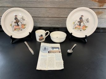 Hopalong Cassidy Dinnerware W.S. George 2 Plates, Cup, Bowl, Spoon & Knife