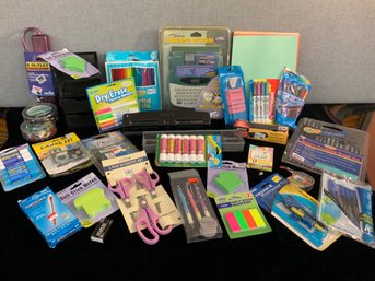 Mixed Lot Of Teacher Supplies Clips Labels Power Strip Scissors Chalk Glue Sticks And More 31 Pieces