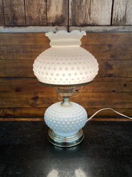Vintage White Hobnail Milk Glass Parlor Lamp 15' Tall