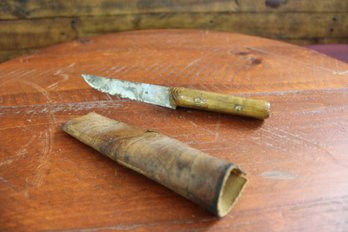 Homemade Knife With Home Made Sheath 8.5' Total, 4.5' Blade