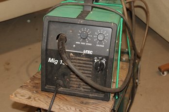 Mig Welder With Heavy Duty Cart With Gloves Helmet And Other Gear  Tested And Works