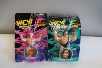 2 New In Package World Champion Wrestling Authentic Poseable Figures Of Ric Flair And The Giant