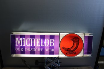 Michelob Our Draught Beer Lighted Bar Sign Tested And Works 8' X 26' X 3 1/2' Metal With Plastic Front