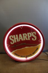 Sharp's Great Beer Taste Anytime Lighted Beer Sign And Clock 16 1/2' Diameter 3' Deep