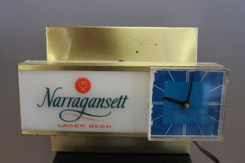 Naragansett Lager Beer Lighted Sign And Clock 7' X 9 1/2' X 6'