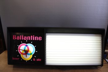 Ballantine Beer And Ale Lighted Bar Sign And Clock Tested And Works 10' X 25'  X 5 1/2'