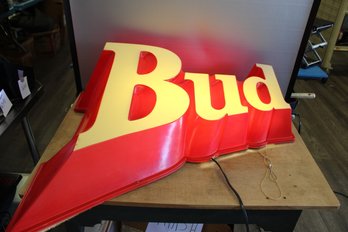 Large BUD Lighted 3-D Sign With Pull String Tested And Works 30' X 34'