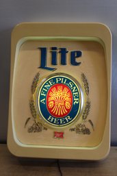 Miller Lite Lighted Sign Tested And Works 18' X 13 1/2' X 3 1/2'