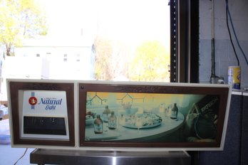 Anheuser-Busch Natural Light Beer Lighted Sign And Clock Tested And Works Made By A & Eagle Showcase Modular