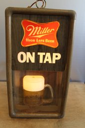 Three Sided Miller Light Lighted Sign And Clock Tested And Works 21'  X 12'