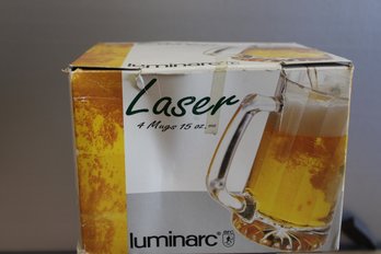 4 Luminarc Beer Mugs Opened Box