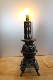 Cast Iron Saleman Sample Stove Tested Works Made By Spark Converted Into A Lamp 24' X 8'