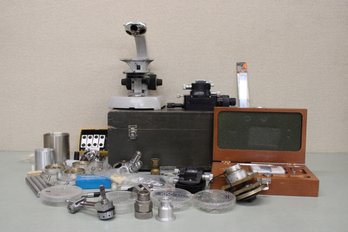 Carl Zeiss Microscope And Attachments With Case