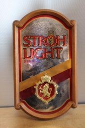 Stroh Light Beer Framed Advertising Plastic Sign 18 1/2' X 11'