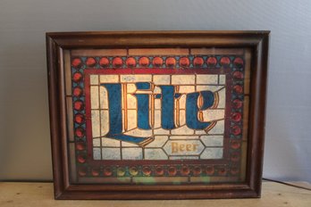 Lighted Miller Lite Beer Sign With Pull Switch Tested Works 17' X 21'