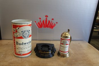 Budweiser Lot: Budweiser Bank, Stein , And Advertising Sign