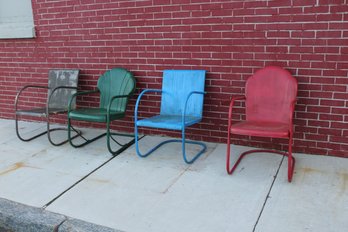 4 Individual Very Sturdy Original 1950s Spring Chairs