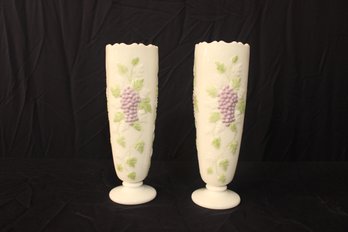 Westmoreland Painted Grape Pattern Vases  9' X 3' (2)