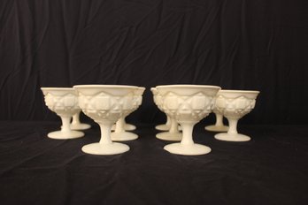 Westmoreland Old Quilt Pattern Milk Glass Sherbet Cups 10 Pieces 3 1/2' X 3 3/4'