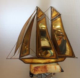 Marble And Metal Sailboat Sculpture 15' X 16'