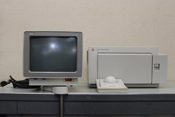 IBM Monitor With Macintosh Personal Laser LS Writer And Kensington Turbo Mouse