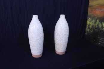 Matching Vases Glazed Pottery 17' Tall