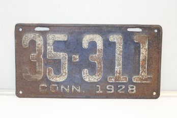 License Plate 35 311 Conn 1928 12' X 6'