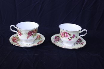 Pair Of Queen Anne Cups And Saucers