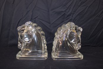 MCM Glass Horse Book Ends (2)