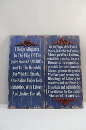 Pledge Of Allegiance And The Preamble To The US Constitution Wood Sign Wall Hangings 31' X 15 3/4'