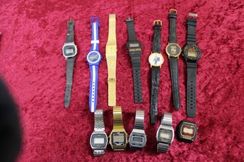 Lot Of Watches (12) Including Timex G Shock Winston Racing Kodak Image Byron Casio