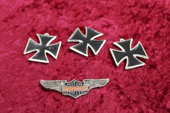 Vintage Emblems (4) One Is Harley Davidson