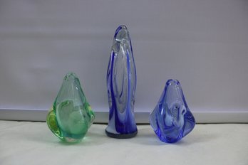 Mid Century Modern Art Glass Bud Vases 3 Pieces
