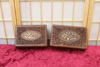 Carved Inlaid Boxes (2) 8' X 5' X 2 1/2' And 7' X 5' X 2 1/2'