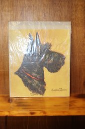 Scottish Terrier Dog Print Signed Larsen 8 5/8' X 9 3/4'