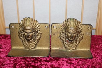 Vintage Indian Chief Native American Bookends