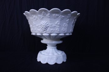 Westmoreland Paneled Grape  Milk Glass Punch Bowl And Base 10 1/2 ' X 13' And 7' Deep