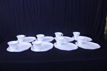 Westmoreland Milk Glass Luncheon Plates And Cups 8 Sets