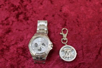 Novelty Fob Watch Skull And Cross Bones And Fossil Watch