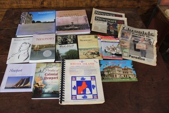 Lot Of Newport Rhode Island Books, Newspapers, Rhode Island Street Guide With Maps, And Tourist Guides