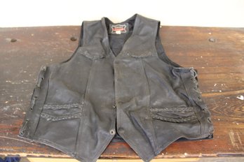 Leather Vest With Harley Davidson Emblem Size 48