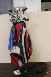 Walter Hagen Golf Bag And 18 Clubs That Include Woods, Drivers And Putters, Tees And Golf Balls