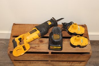 DEWALT Cordless Variable Speed Reciprocating Saw #DC385 With Three Battery Packs And A Charger