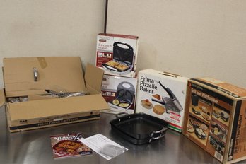 Small Kitchen Appliance Lot Pizelle Maker Sandwich Maker Copper Pan And Grill & Waffle Maker